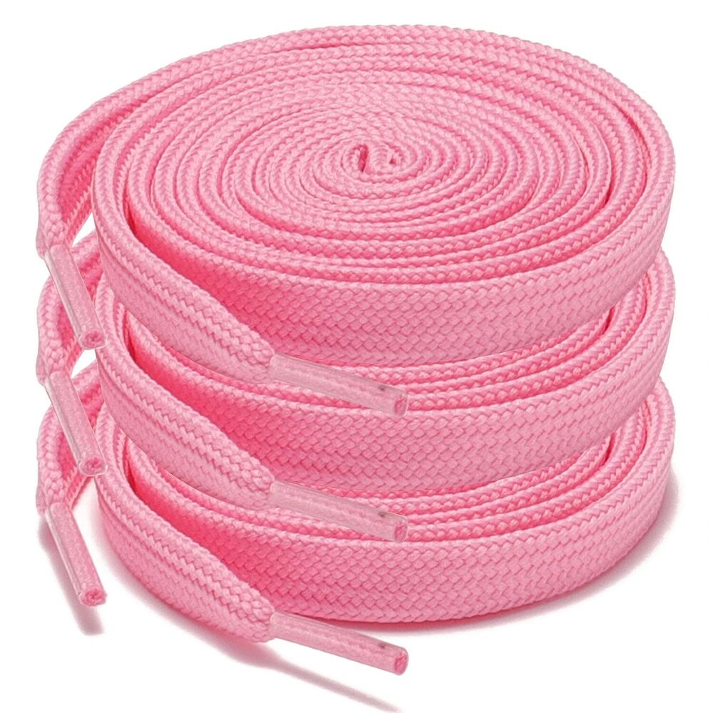 3 Pair 3/8" Double Layer Flat Athletic Shoe Laces Strings Sneakers 60 Inch Pink